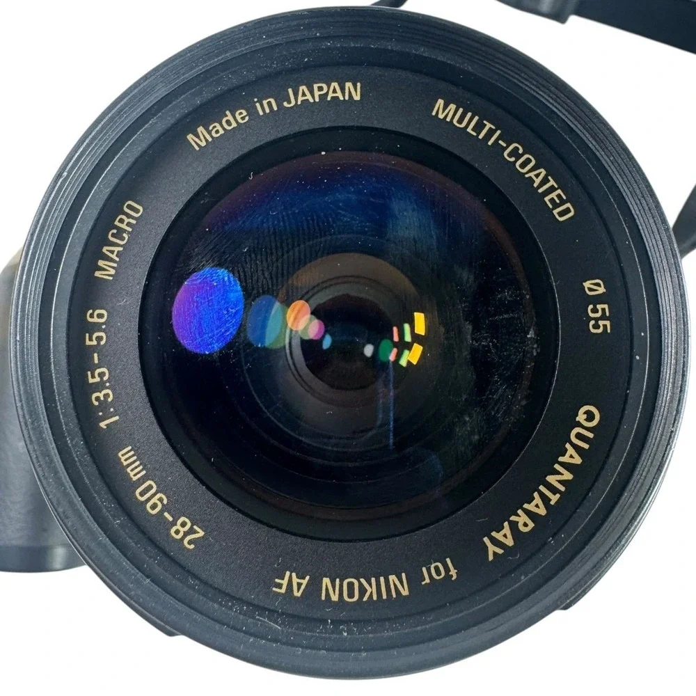 Nikon N65 35mm SLR Film Camera Silver with 28-90mm Macro Lens Strap Non Tested